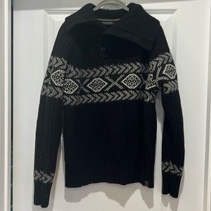 Banana Republic Shawl Collar Sweater Men's Large Black Merino Wool